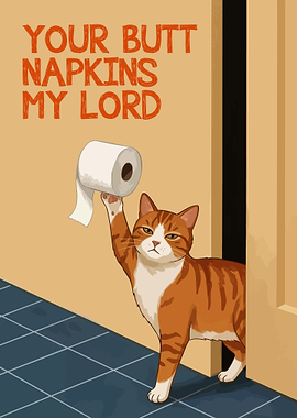 Cat Holding Toilet Paper