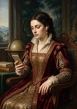 Renaissance Woman with Smartphone