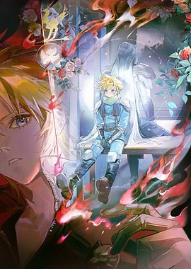 Final Fantasy Cloud and Sephiroth with Roses