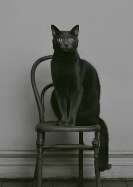 Black Cat Sitting on a Chair