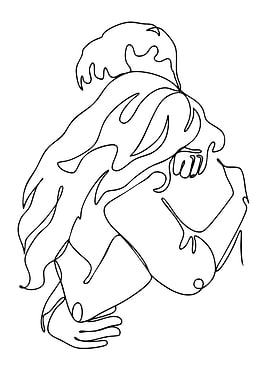 Couple Hugging Line Art