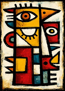 Primitive Cubist Cazimo Bold Abstract Wall Art