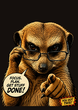 Meerkat with Glasses Pointing and Motivating