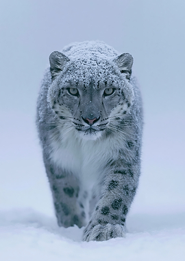 Snow Leopard in Snowy Landscape