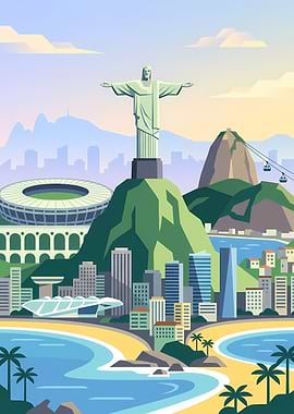 Rio de Janeiro Cityscape with Christ the Redeemer