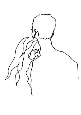 Couple's Embrace Line Art
