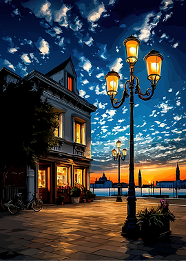 Venetian Canal at Sunset