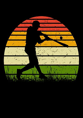 Baseball Player Silhouette at Sunset