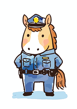 Cute Horse Police Officer Cartoon