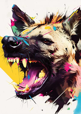 Aggressive Hyena Pop Art