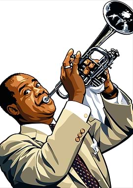 Louis Armstrong Playing Trumpet