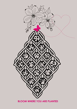 Floral Design with Butterfly and Text