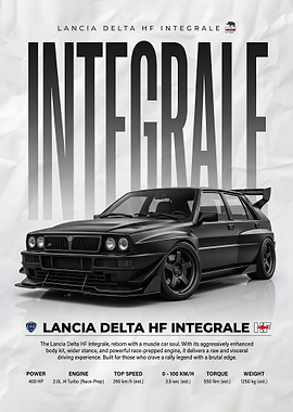black Lancia Delta HF Integrale Poster