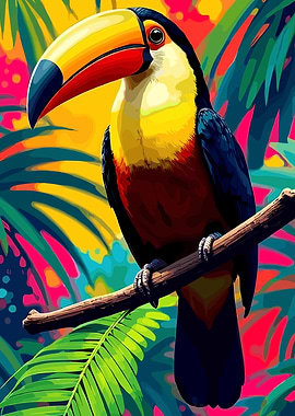 Vibrant Toucan in Tropical Jungle