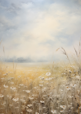 Impressionistic Field of Daisies