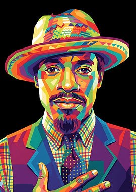 Colorful Portrait of a Man in a Hat