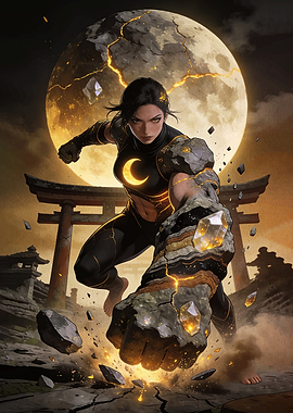 Moonlit Warrior with Crystal Fist