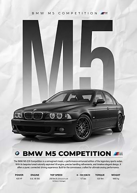 matte black BMW M5 e39 Competition Poster