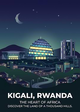 Kigali, Rwanda Cityscape at Night