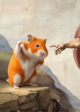 Hamster Reaching for God's Finger