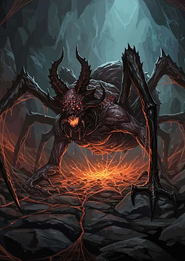 Demonic Spider Monster in Cave