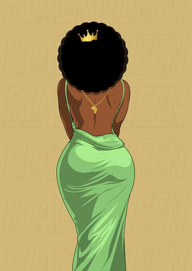 Black Queen in Green Dress