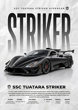 black SSC Tuatara Striker Hypercar poster