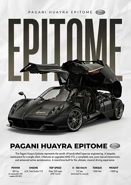 black and gold Pagani Huayra Epitome poster