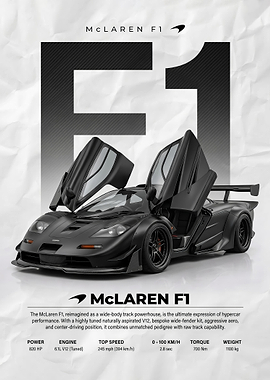 black McLaren F1 race car Poster