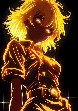 Fiery Anime Character Portrait