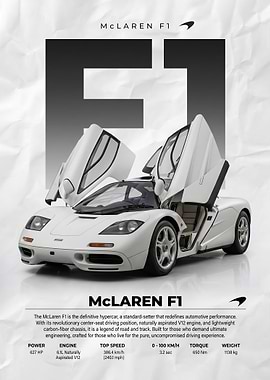 white McLaren F1 Poster