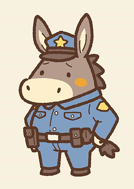 Cute Donkey Police Officer Cartoon