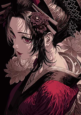 Geisha with Flowers