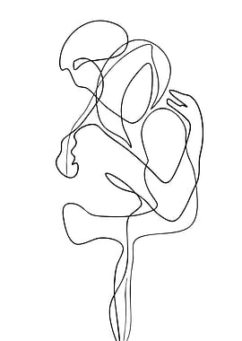 Abstract Hugging Figures Line Art