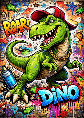 Graffiti Dinosaur with Cap