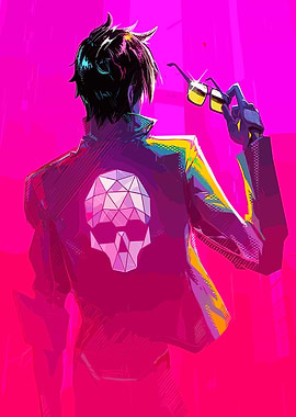 Cyberpunk character with skull jacket