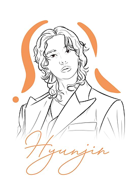 Hyunjin Stray Kids Line Art