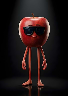 Cool Apple Character with Sunglasses