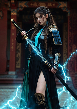 Samurai Warrior with Lightning Sword
