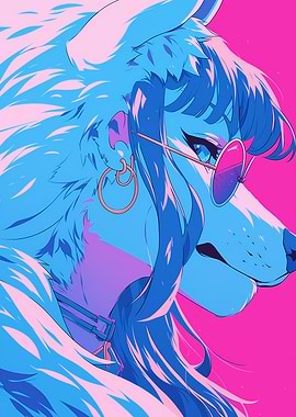 Stylized Wolf with Sunglasses