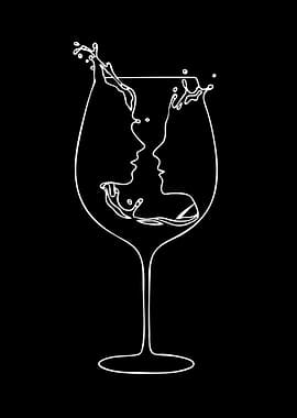 Couple's Faces in Wine Glass Splash