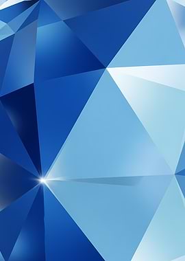 Abstract Blue Geometric Crystal Background with Shiny Polygon Shapes and Modern Luxury Design