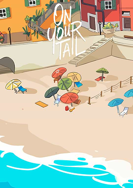 Beach scene with text
