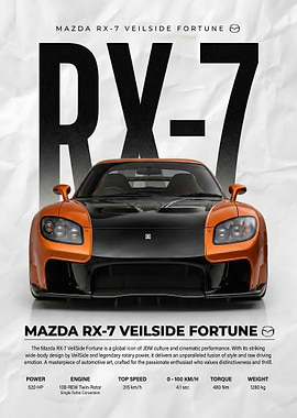 orange Mazda RX-7 Veilside Fortune poster
