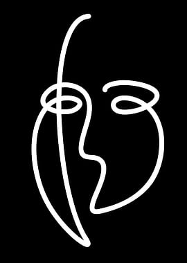 Abstract Face Line Art