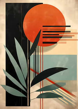 Abstract Geometric Plant Art