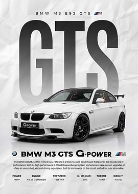 white G-POWER BMW M3 GTS Poster