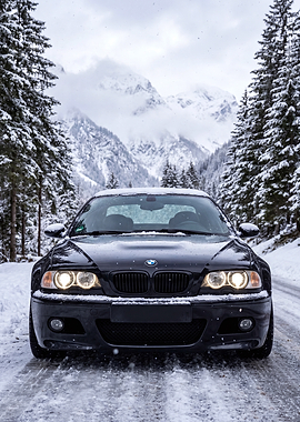 BMW M3 E46 in Snowy Mountain Landscape