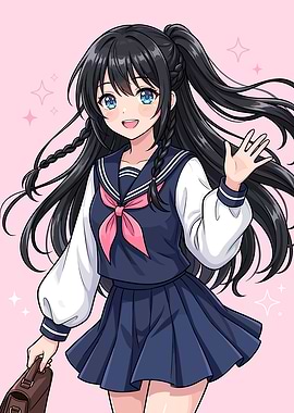 Kawaii Anime School Girl