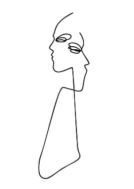 Minimalist Line Art of Two Faces